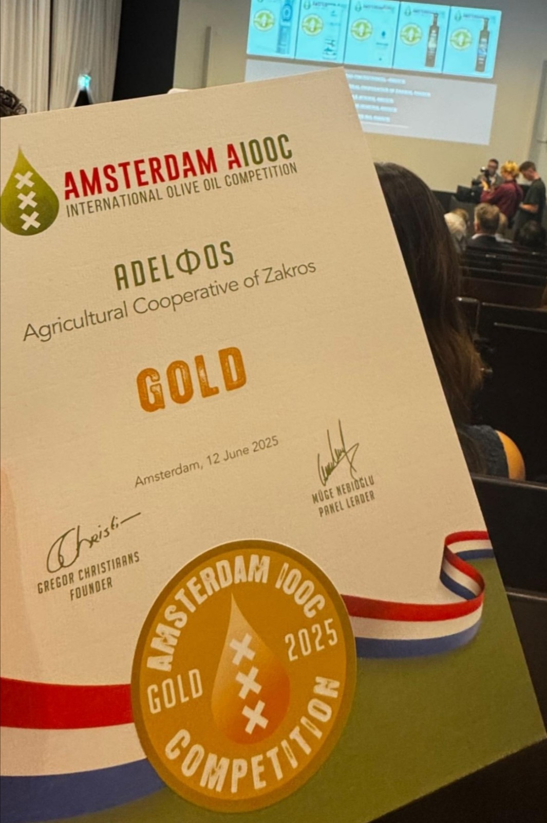 Amsterdam AIOOC Gold 2025 medaille voor Zakros olijfolie